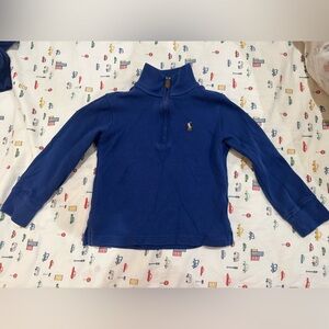 Ralph Lauren Toddler Boys Navy Blue Quarter Zip Pullover Too - 4T